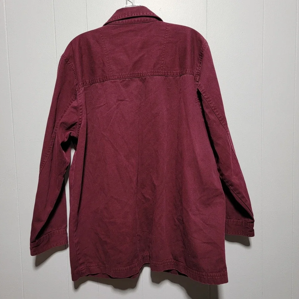 Cabin Creek Burgundy Plaid Lined Cotton Utility Jacket Women's XL - Picture 3 of 4